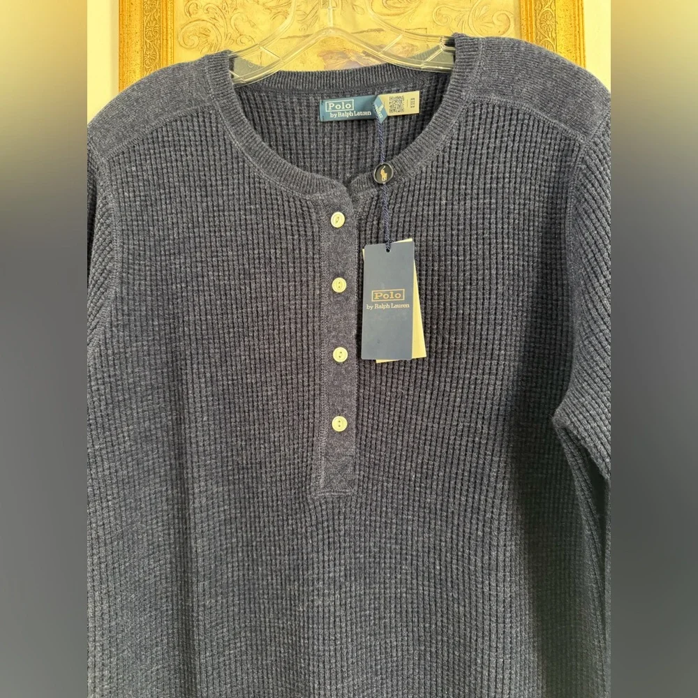 Wool-Cashmere Henley Sweater Dress
Color: Denim Heather
Size: L
NWT - Picture 6 of 8